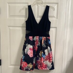 Xscape Navy Floral Mini Dress